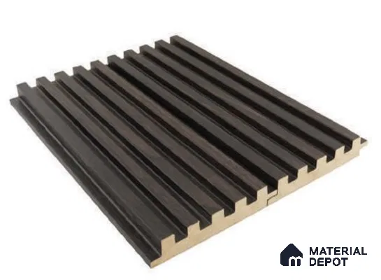 Black Wooden Louver PN 05194 9 ft x 4.7 inch MDF Panel - 18 mm | Suitable for Feature Wall, TV Unit & Living Room | Width is Subjected to 5% Variation